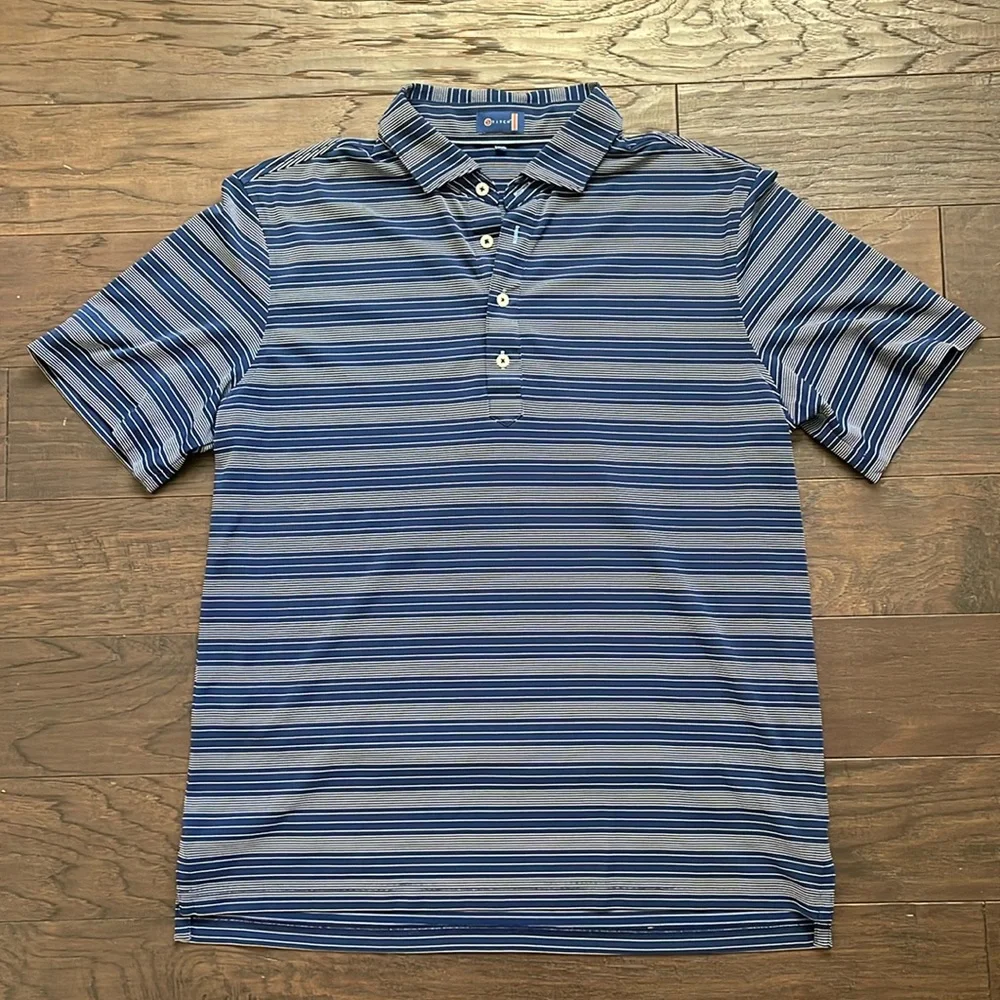 Stitch Brand Men’s Polo Size M/L Blue with White Stripes High Quality!